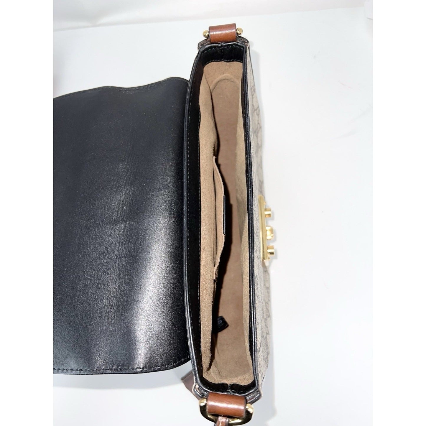 Sac bandoulière Gucci GG Supreme Web Padlock noir