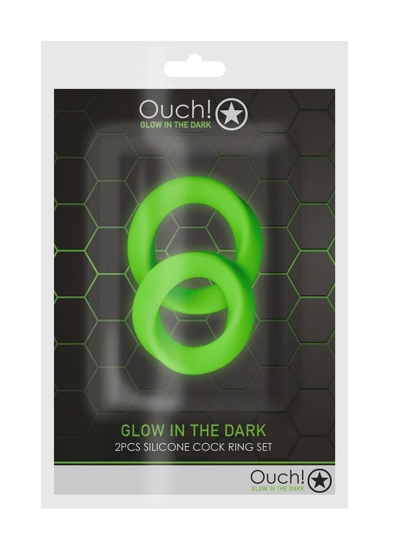 Ouch! Glow in the Dark 2 Piece Silicone Cock Ring