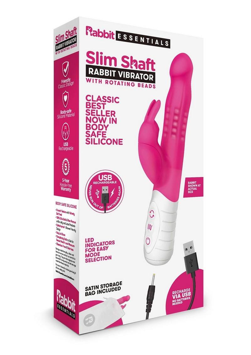USB Rechargeable Rabbit Essentials Slim Shaft Vibrator
