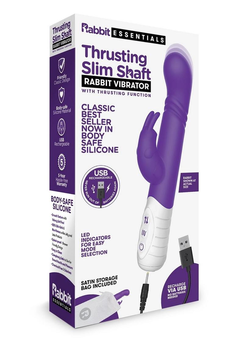 Essentials Silicone Slim Shaft Thrusting G-Spot Rabbit Vibrator