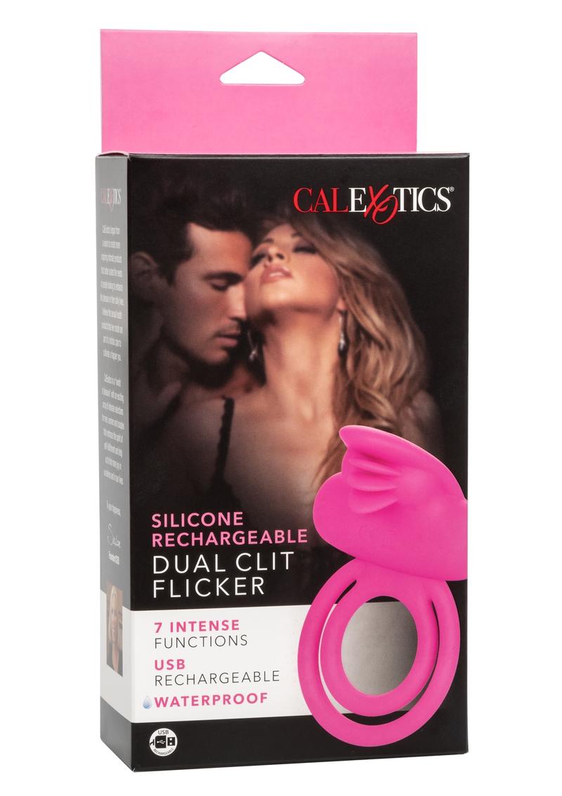 Calexotics Silicone Rechargeable Dual Clit Flicker Vibrating Cock Ring