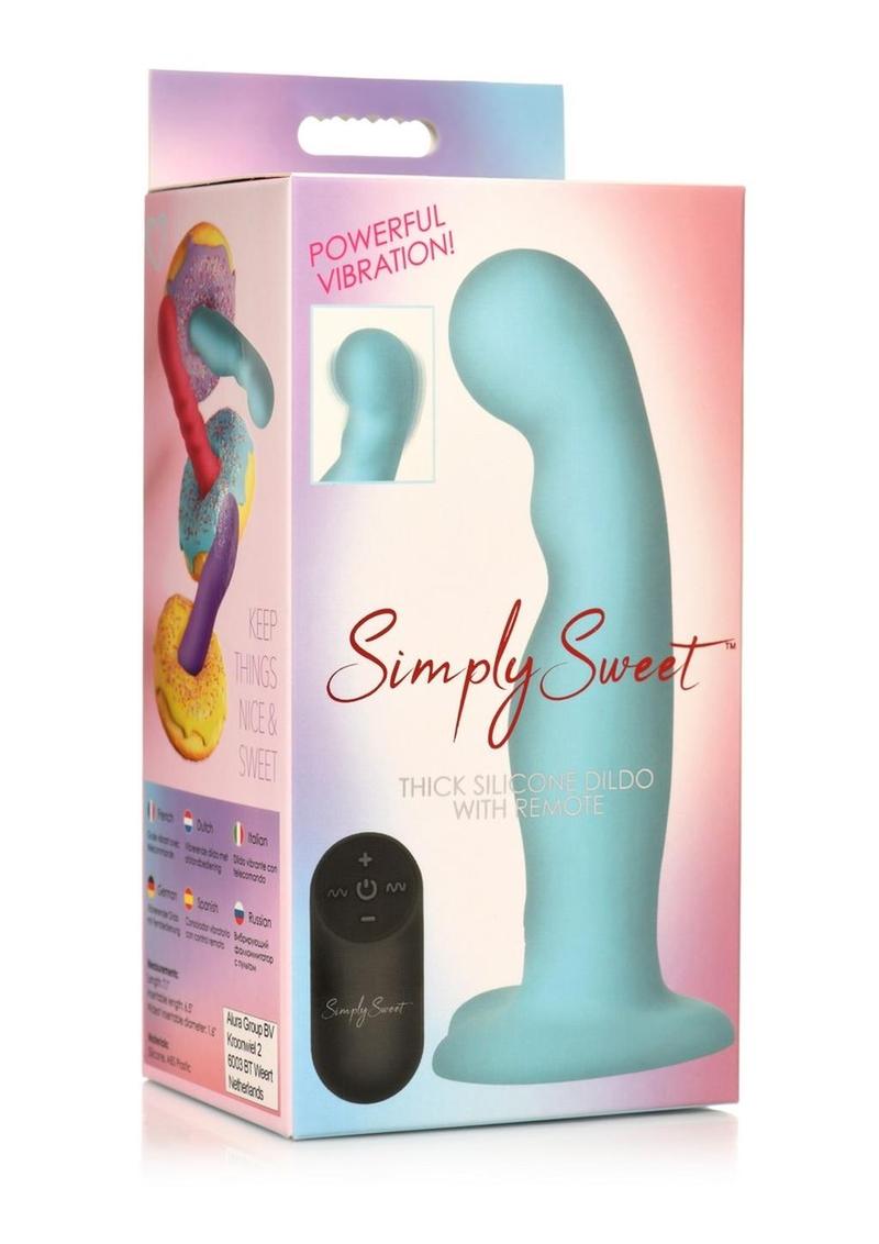 Simply Sweet 21x Vibrating Thick Silicone Dildo with Remote Control