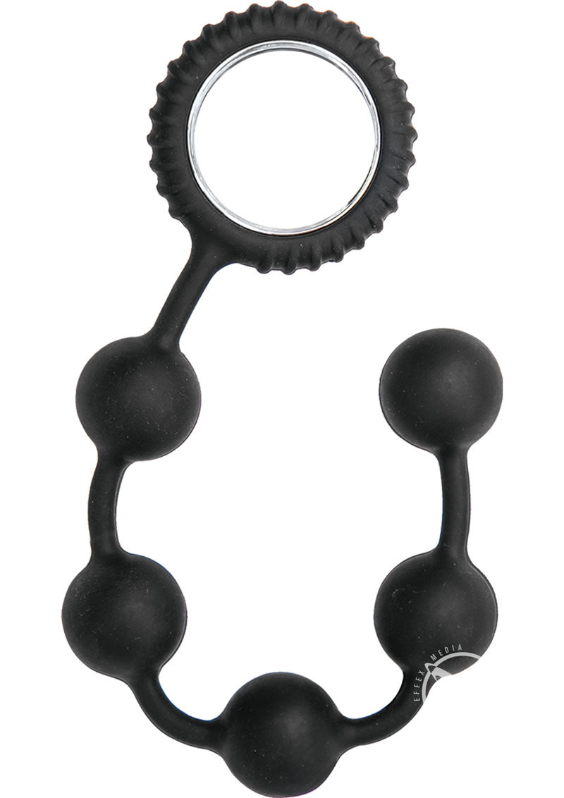 Sinful Silicone Black Anal Beads with Ring