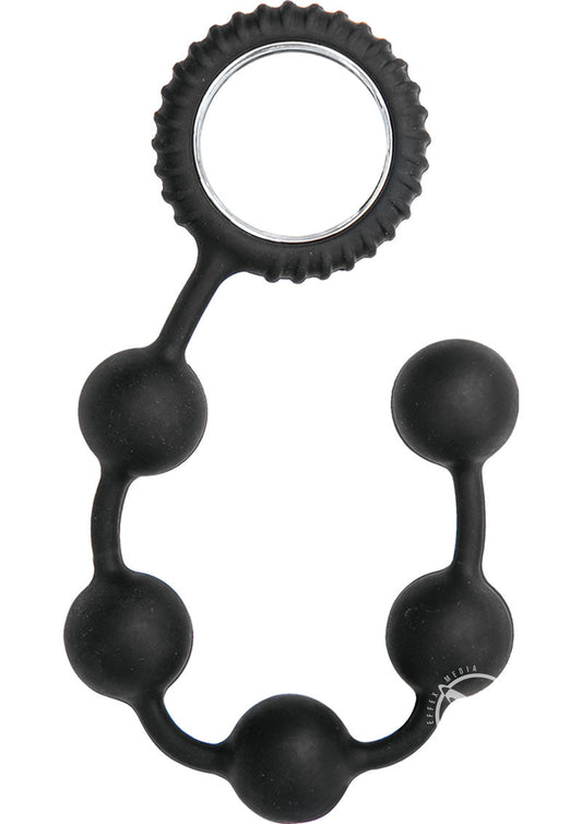 Sinful Silicone Black Anal Beads with Ring