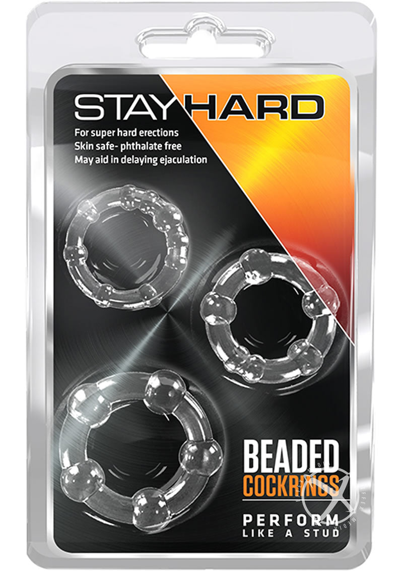 Stay Hard Beaded Cock Rings Textured And Flexible Black Rings