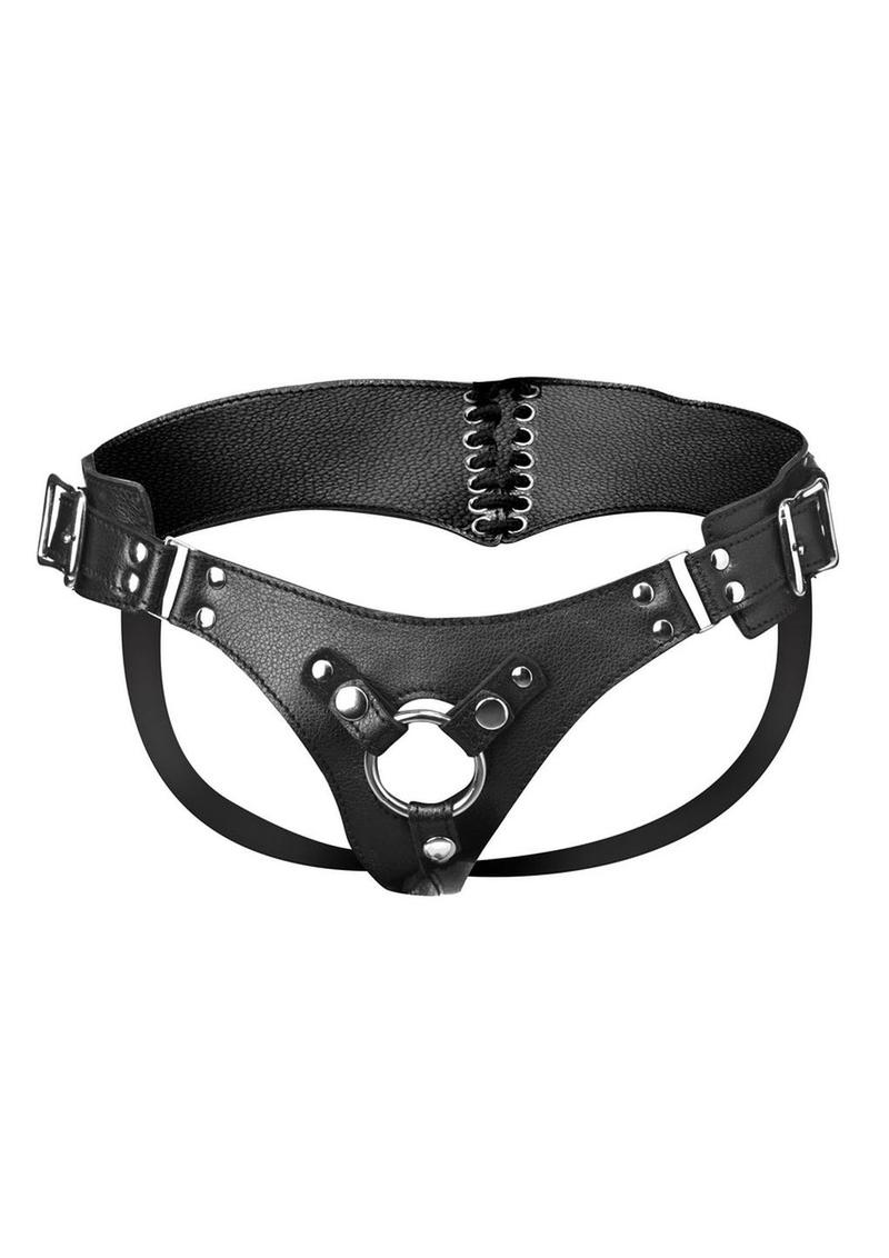 Strap U Bodice Corset Style Strap-On Harness – Black