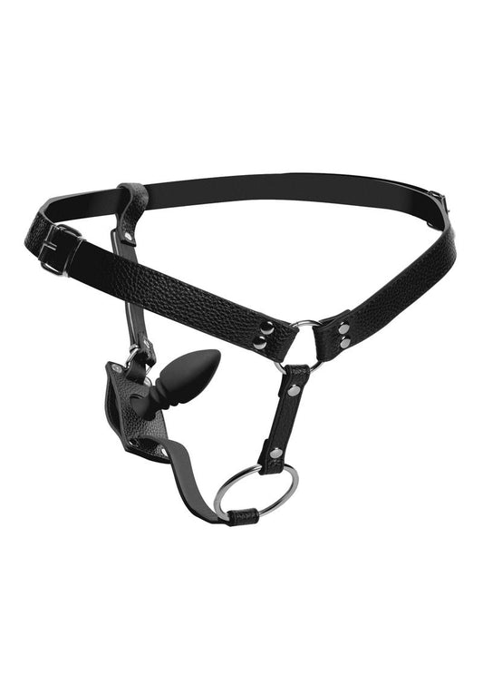 Strict Male Harness with Premium Silicone Anal Plug