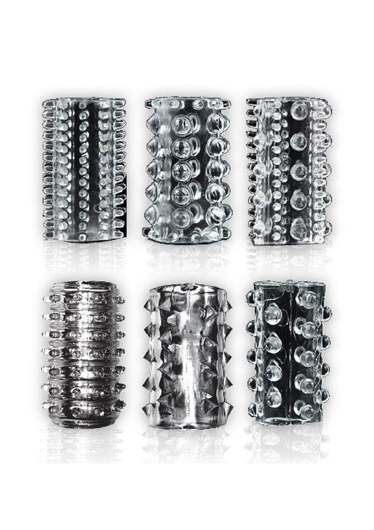 9's Crystalline Cock Sleeves 6 Stretchable Body-Safe TPR Sleeves
