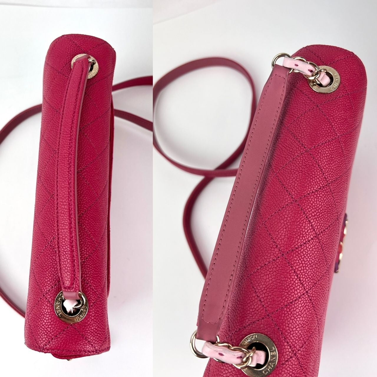 Sac à rabat Chanel Paris-Cuba moyen en cuir de veau caviar rose avec anse sur le dessus