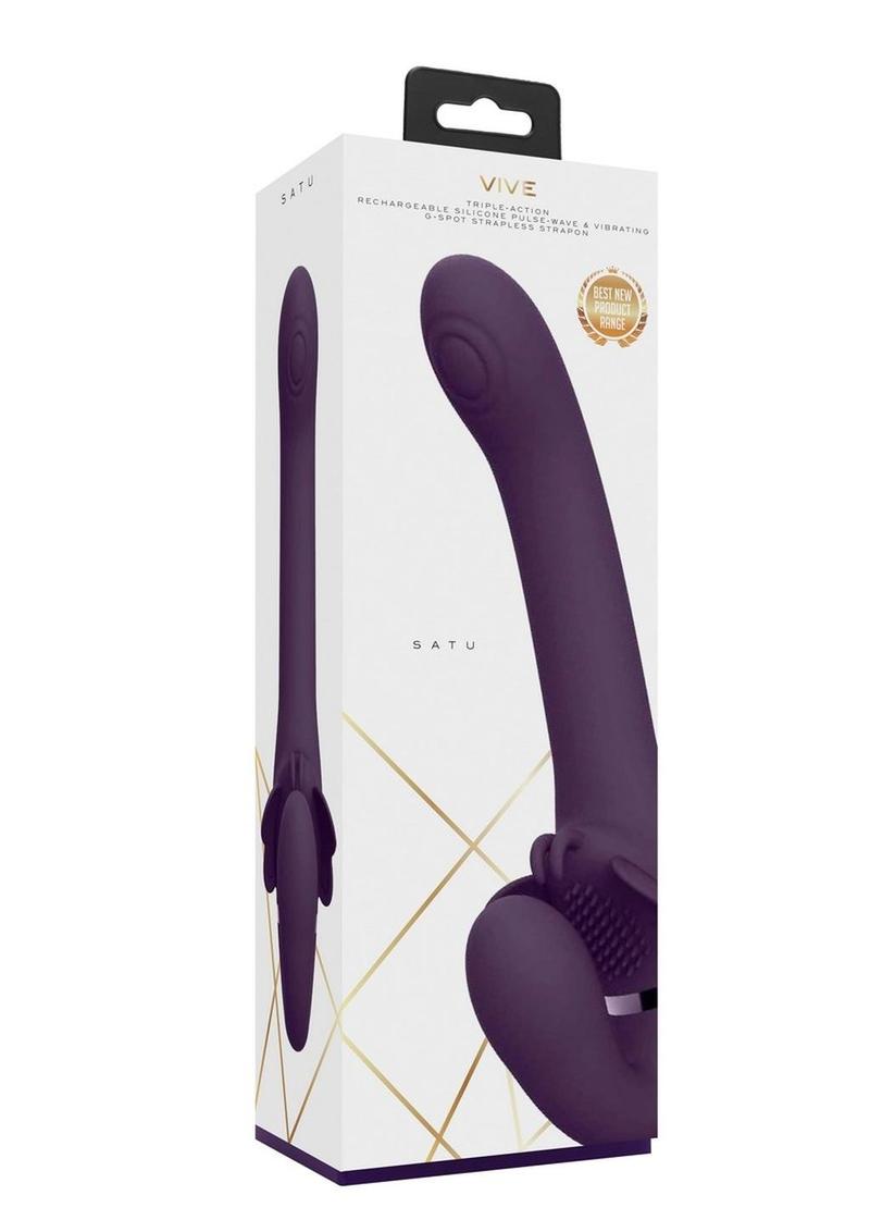 VIVE Satu Triple Action Rechargeable Silicone Strapless Strap-On