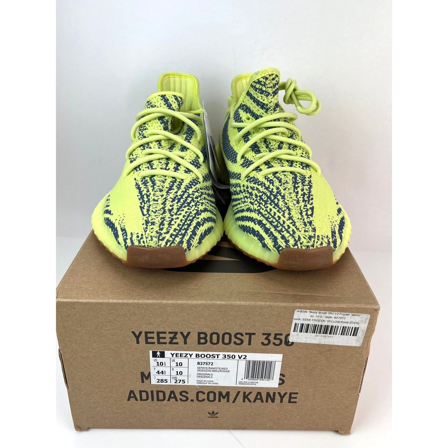 Yeezy Boost 350 V2 Semi Frozen Yellow Sneakers By adidas USA Men's 10.5
