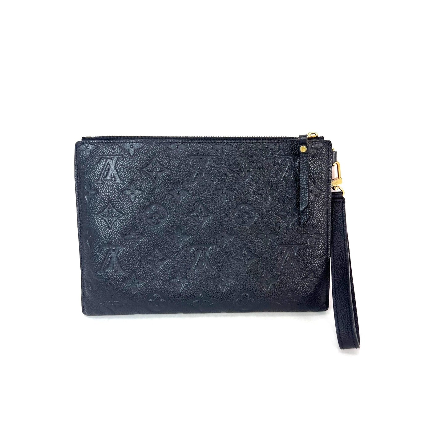Louis Vuitton Melanie MM Sac à main Empriente Pochette en cuir noir