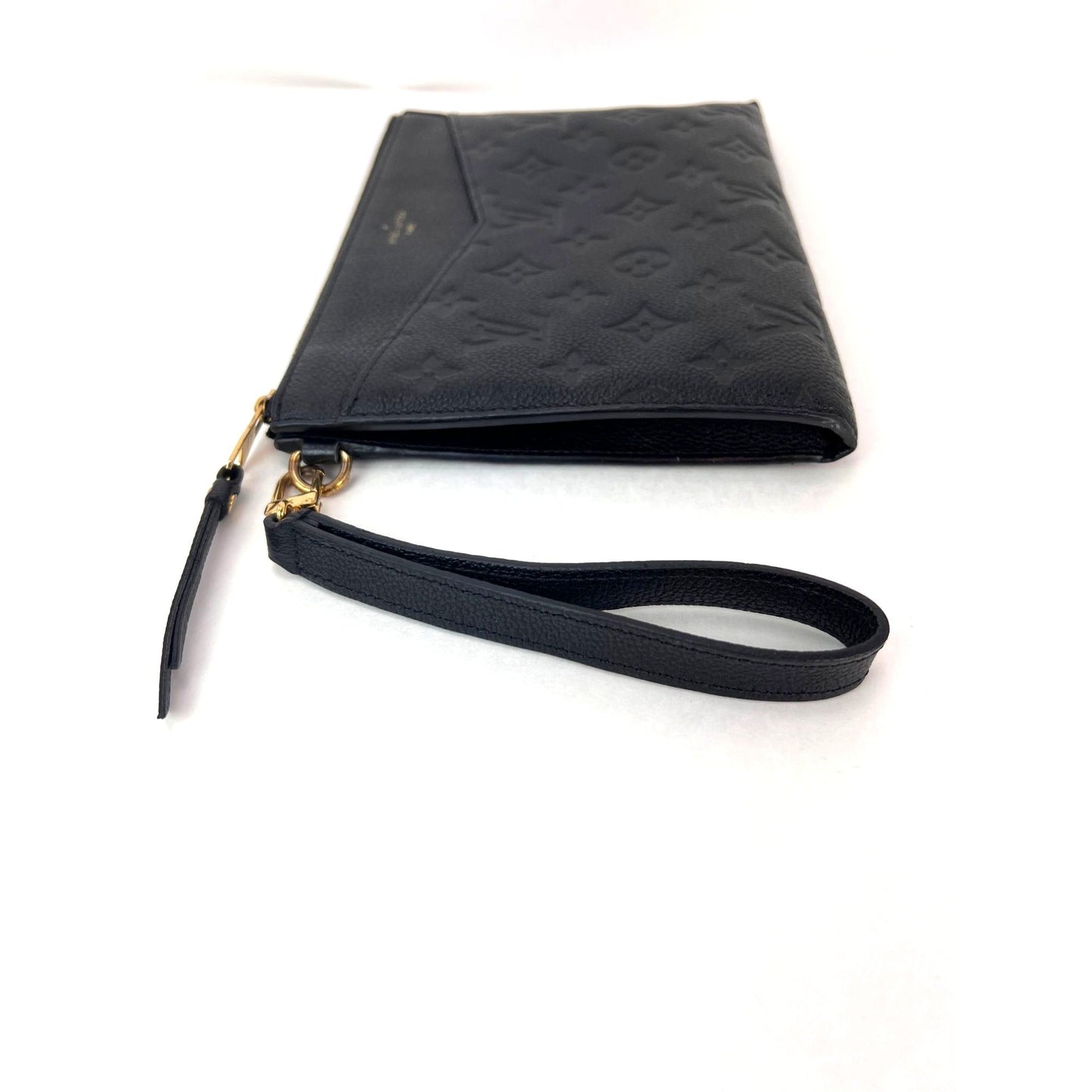 Louis Vuitton Melanie MM Sac à main Empriente Pochette en cuir noir