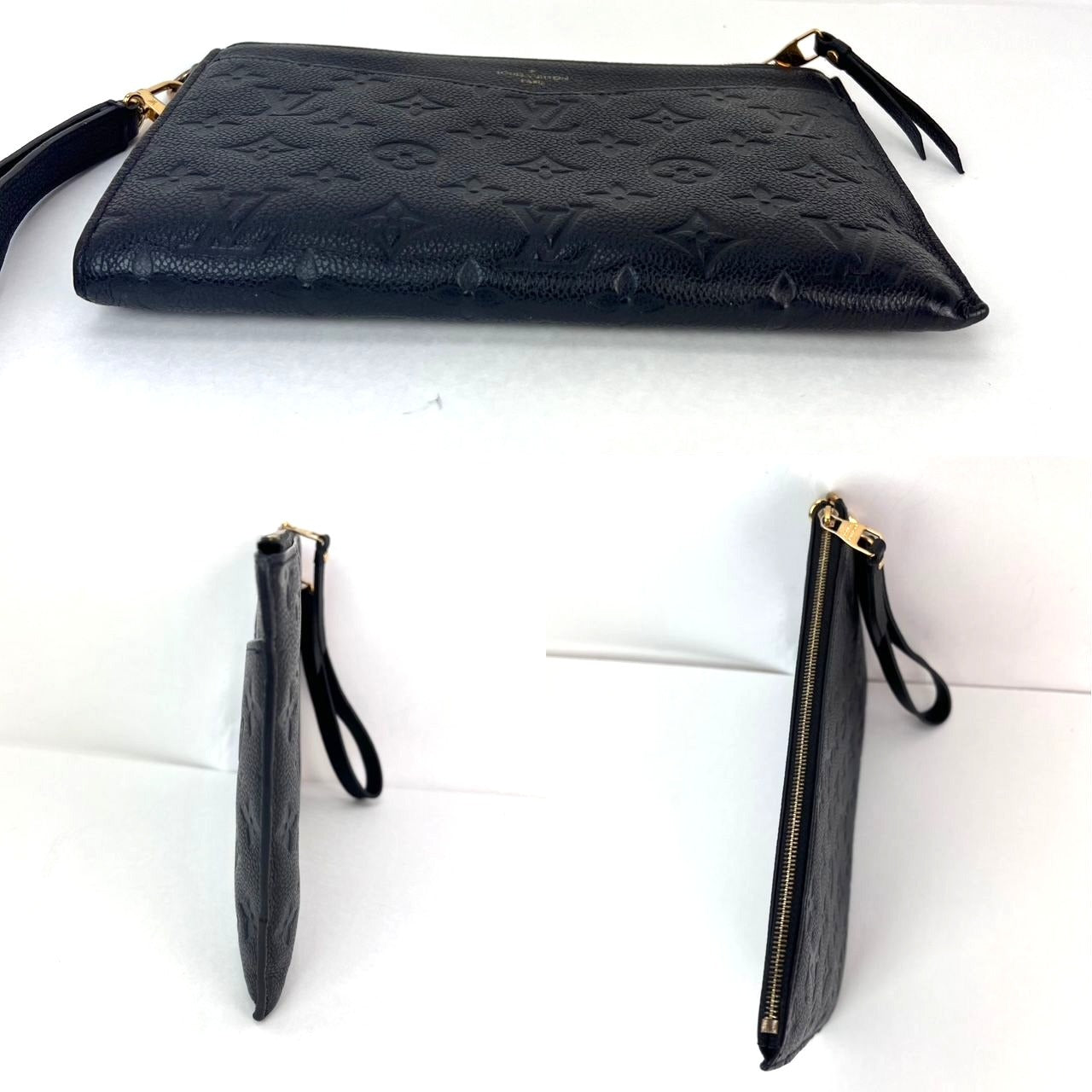 Louis Vuitton Melanie MM Sac à main Empriente Pochette en cuir noir